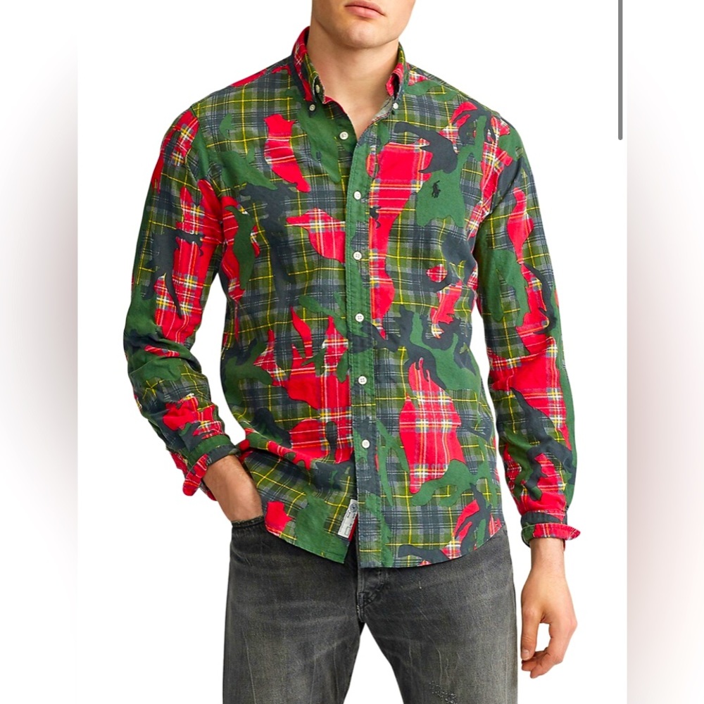 Polo Ralph Lauren 
Camo & Plaid Printed Oxford Med